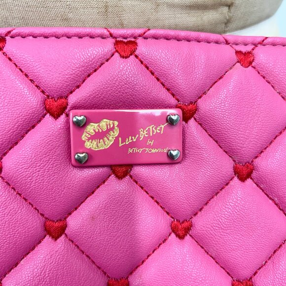 Betsy Johnson Purse, Pink Quilted Luv Betsy Chain Shoulder Purse, Besty Johnson - Picture 2 of 9